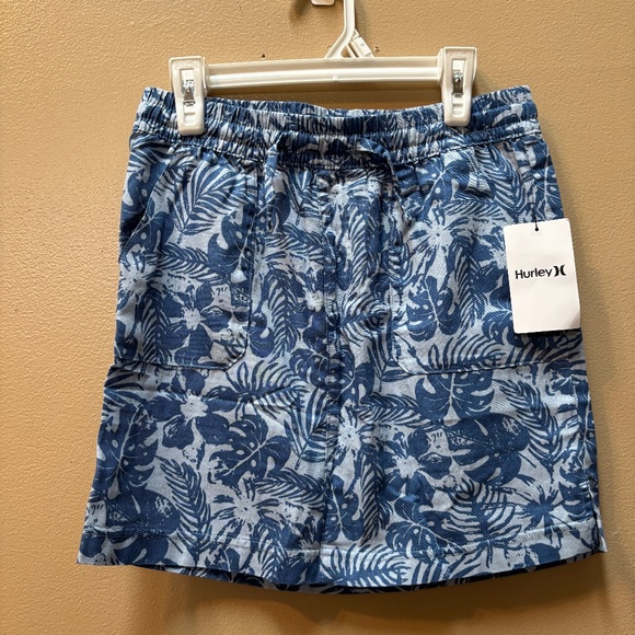 Girls Hurley Tan Elastic Waist Stamped Chambray Drawstring Skirt Size M NWT - Picture 1 of 9